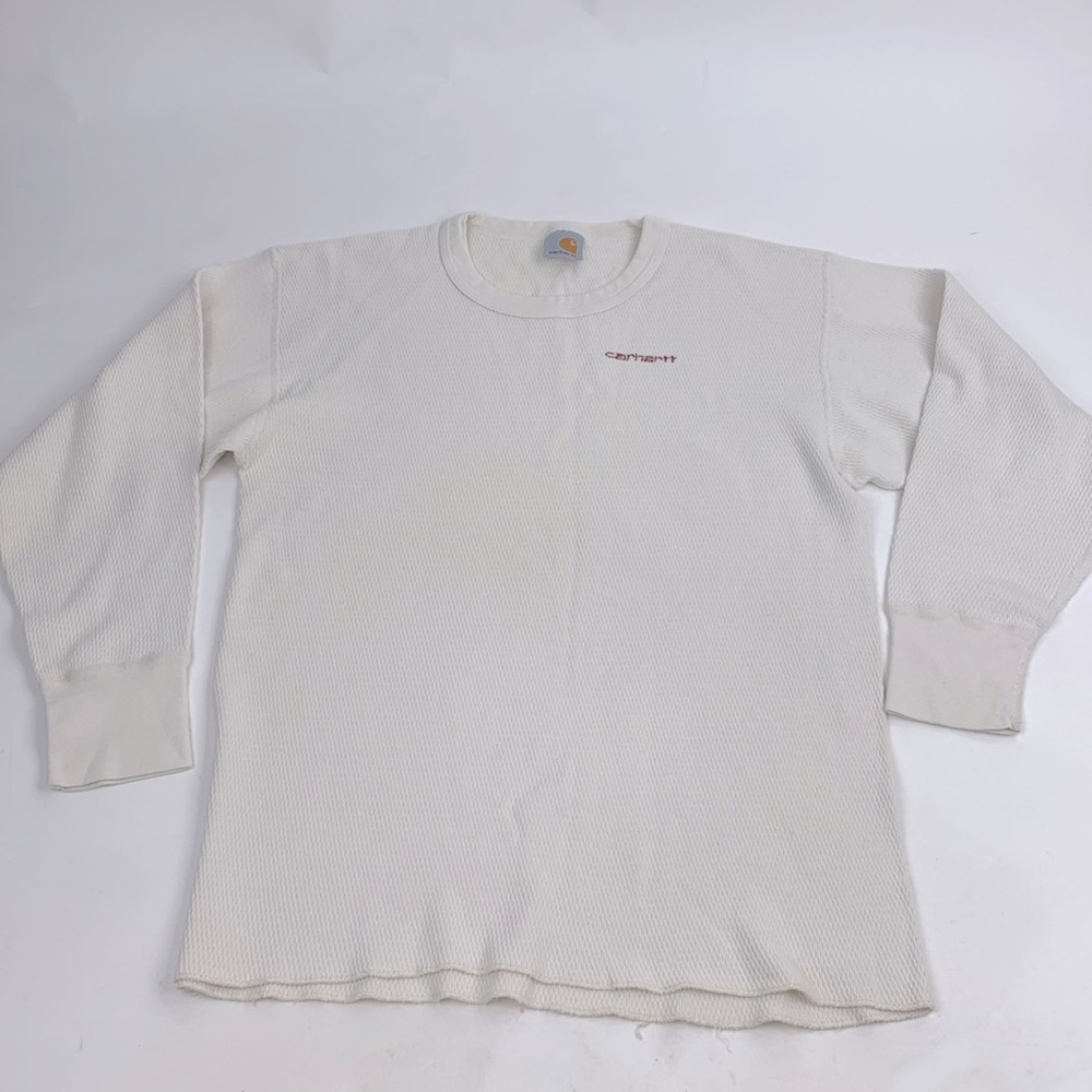 Carhartt Long Sleeve pullover top shirt Creme Front logo Size XL